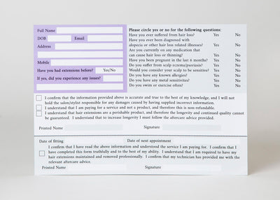 Hair Extension Consultation Forms