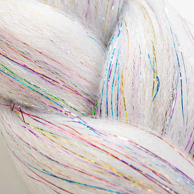Grey & Rainbow Tinsel Synthetic Jumbo Braid