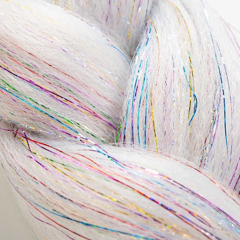Grey & Rainbow Tinsel Synthetic Jumbo Braid