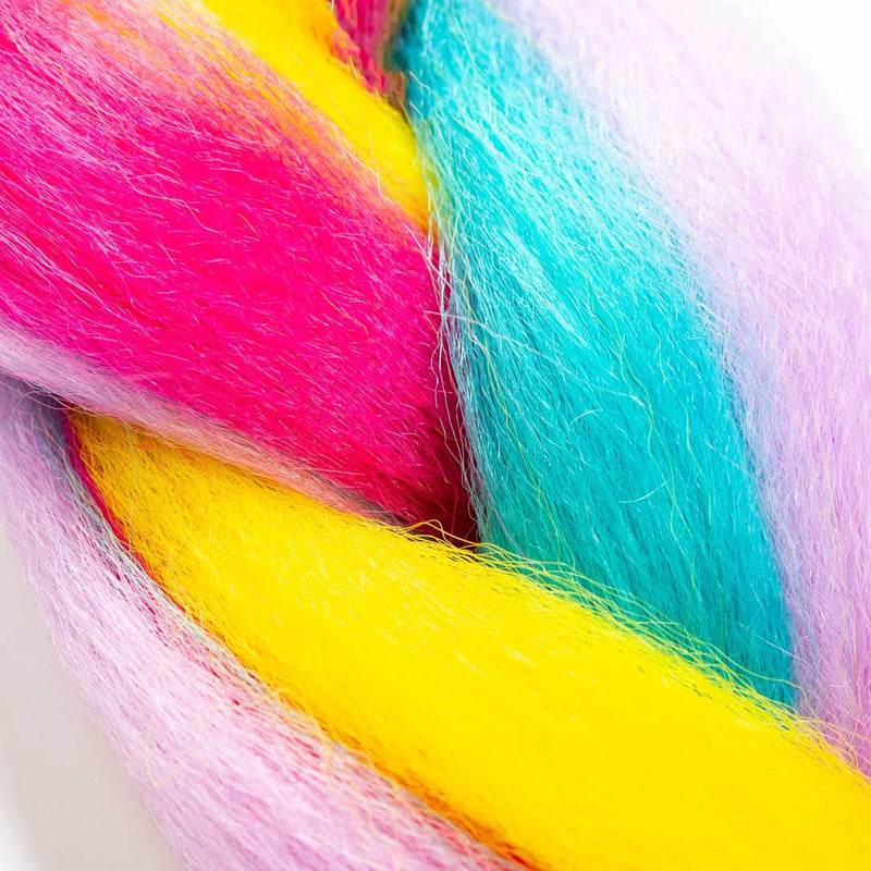 Pink, Purple, Yellow & Teal Synthetic Jumbo Braid