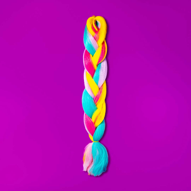 Pink, Purple, Yellow & Teal Synthetic Jumbo Braid