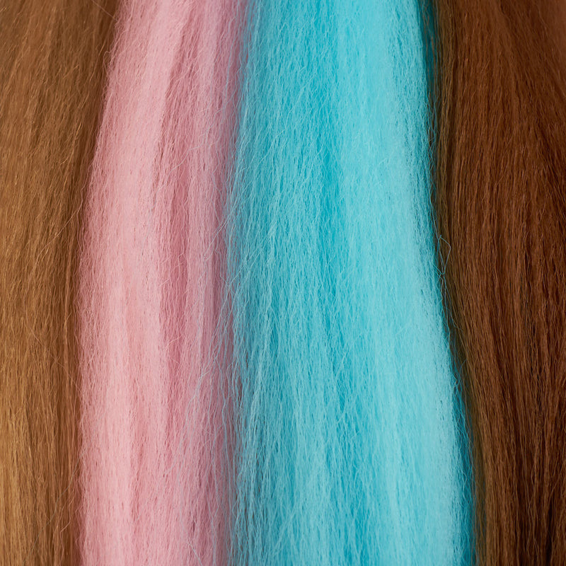 Brown, Pink & Blue Synthetic Jumbo Braid