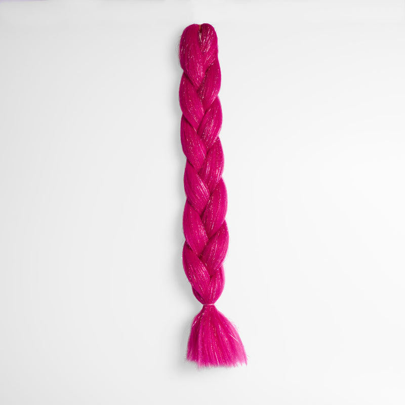 Dark Pink & Tinsel Synthetic Jumbo Braid