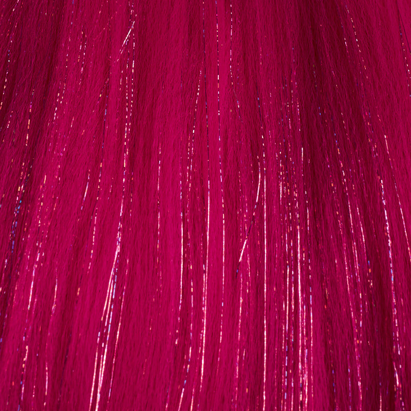 Dark Pink & Tinsel Synthetic Jumbo Braid