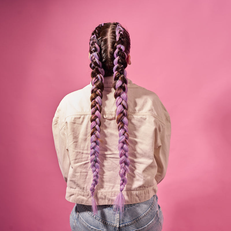 Lilac & Rainbow Tinsel Synthetic Jumbo Braid