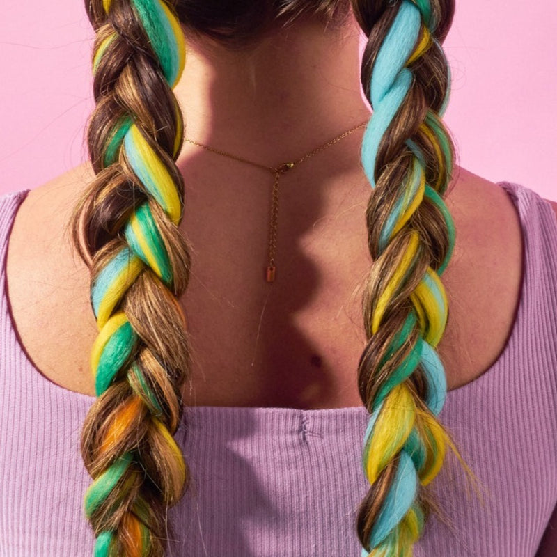 Orange, Blue, Green & Yellow Synthetic Jumbo Braid