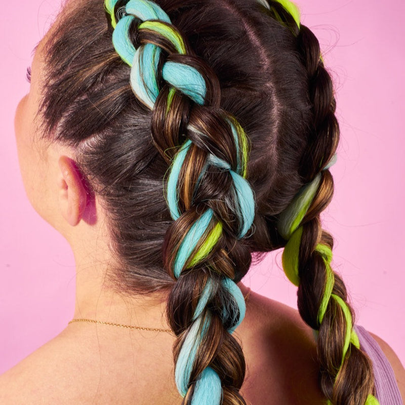 Neon Yellow & Blue Synthetic Jumbo Braid