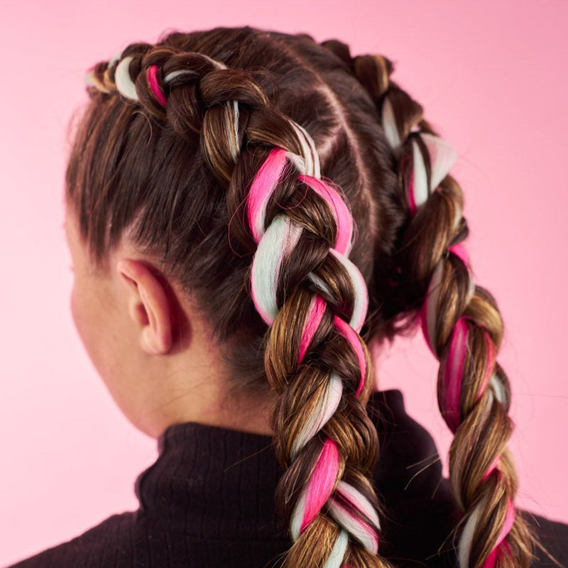 Neon Pink & Blue Synthetic Jumbo Braid